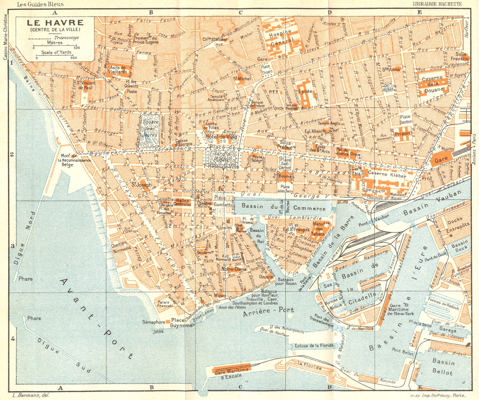 FRANCE. Le Havre 1932 old vintage map plan chart